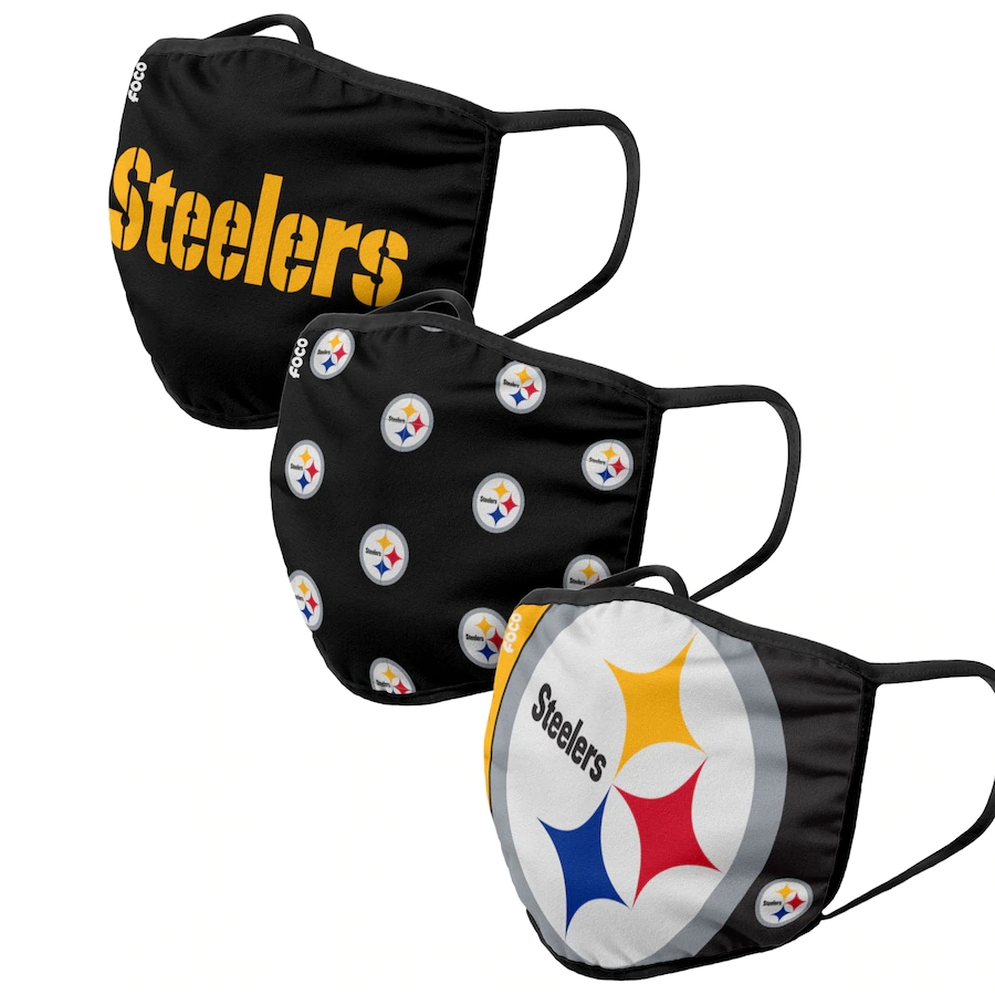  Pittsburgh Steelers Adult Face Covering 3-PackDust mask with filter